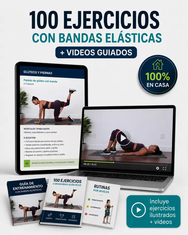 100 ejercicios con bandas elásticas y videos guiados para entrenar en casa